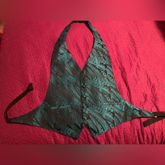 Bracci Other - Tux  green & black vest L/ XL adjustable at neck and back- Vintage 90’s /Y2K